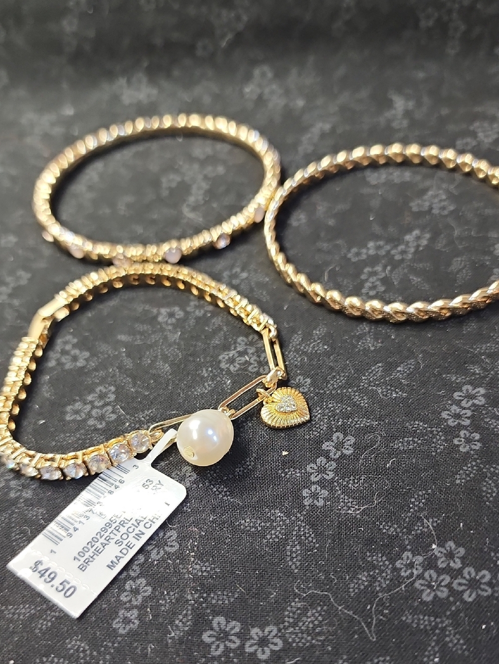On 34th -Gold, Pearl, Crytal, Stone,Bracelet Set